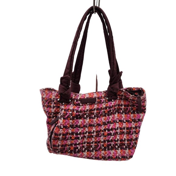Vera Bradley Hadley East West Tote Houndstooth Pink / Brown Barbie core - Picture 1 of 5